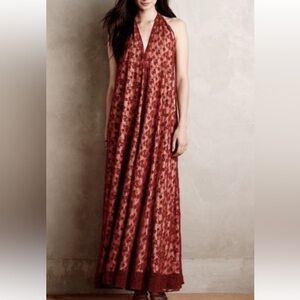 Red Lace Sleeveless Maxi Dress Anthropologie